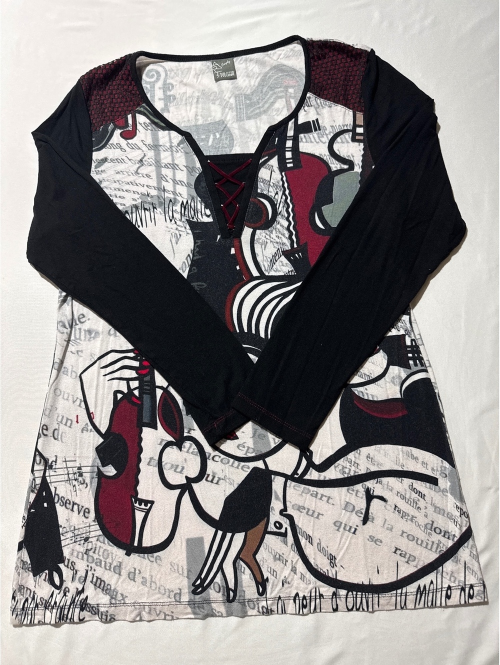 Dolcezza Artistic Print Long Sleeve Tunic Top